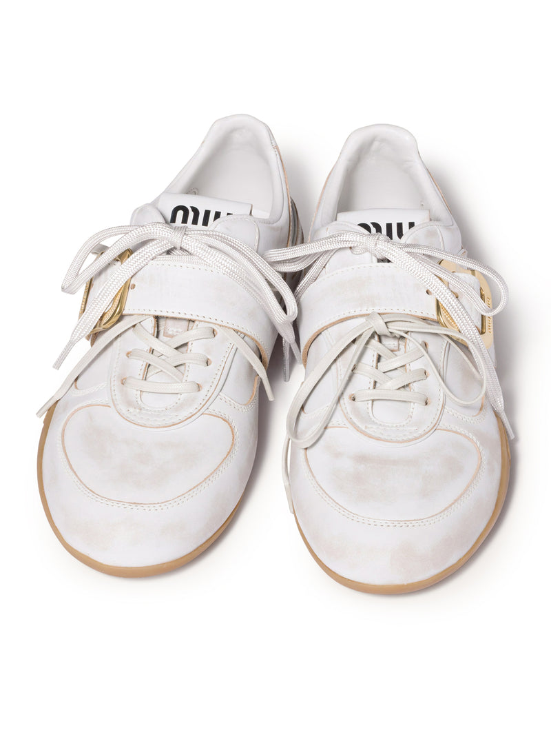 SNEAKERS GYMNASIUM IN PELLE CON FIBBIA