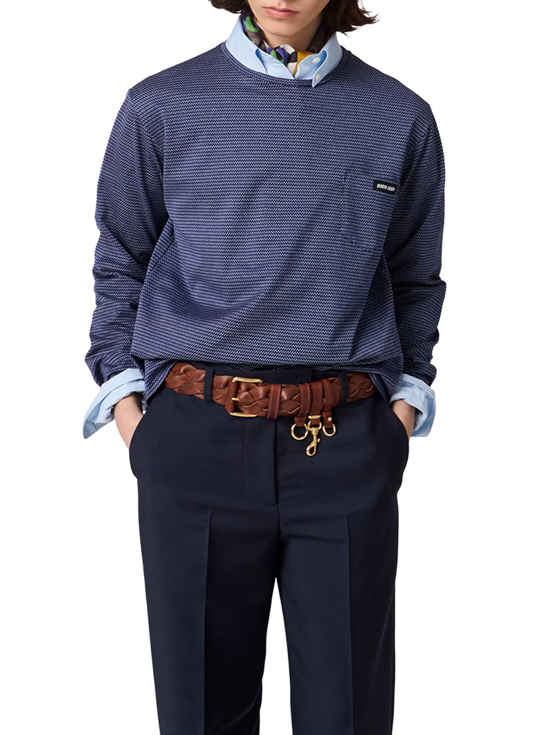 T-SHIRT IN JERSEY JACQUARD CON PATCH LOGO