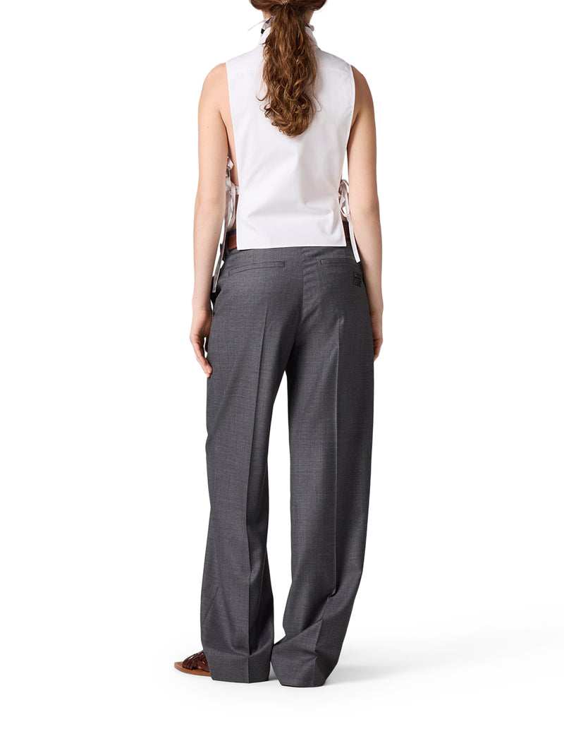 CAMICIA IN POPELINE SENZA MANICHE CON NASTRI