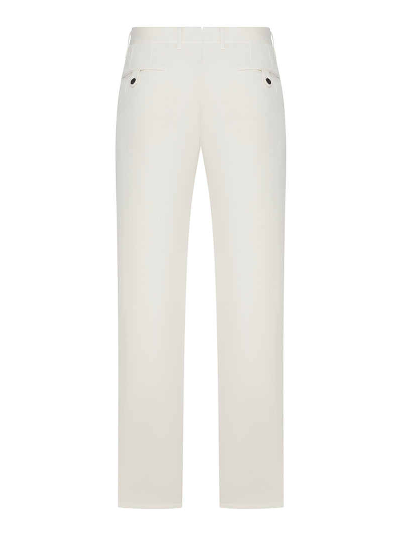 PANTALONE SARTORIALE TAPERED FIT IN MISTO COTONE E LINO