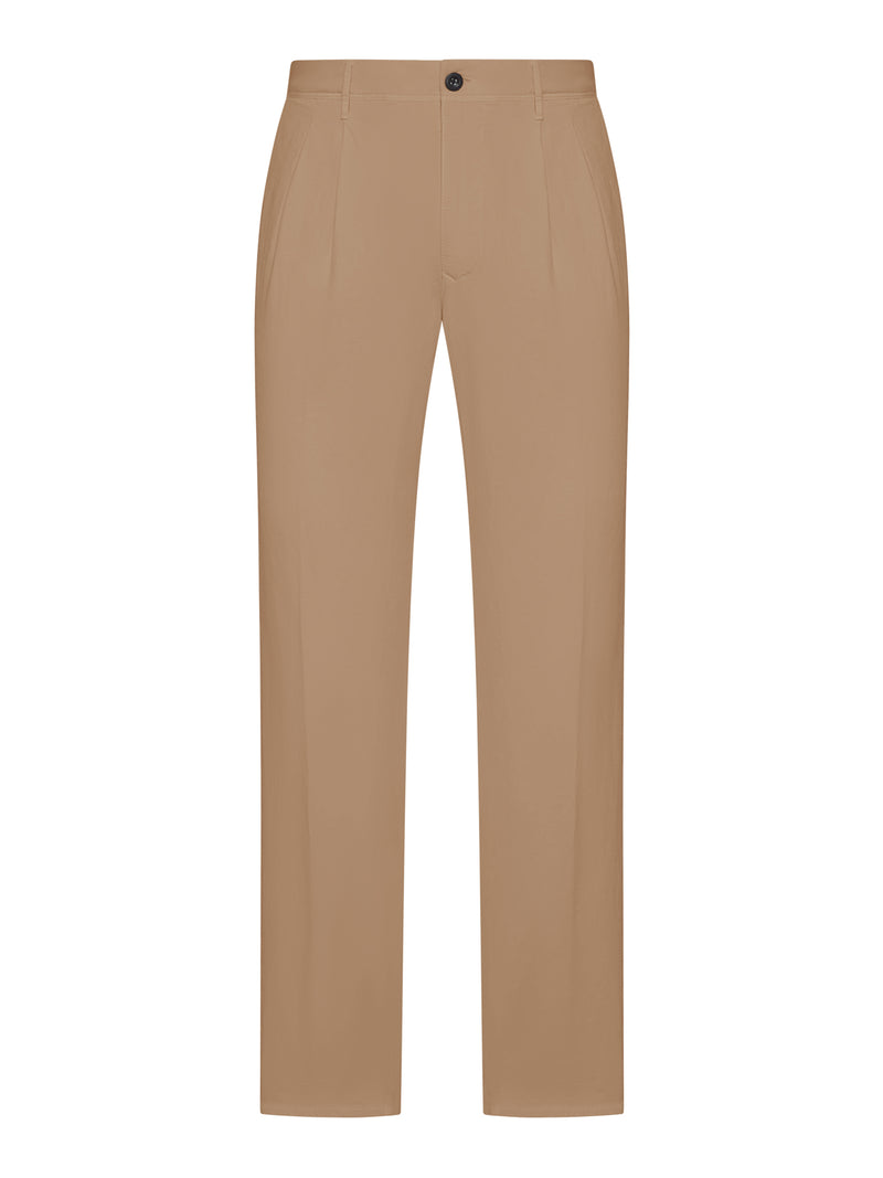 PANTALONE SARTORIALE TAPERED FIT IN MISTO COTONE E LINO