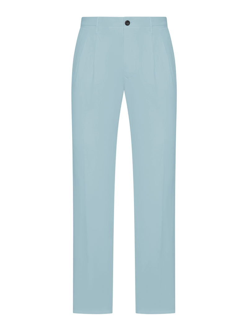 PANTALONE SARTORIALE TAPERED FIT IN MISTO COTONE E LINO
