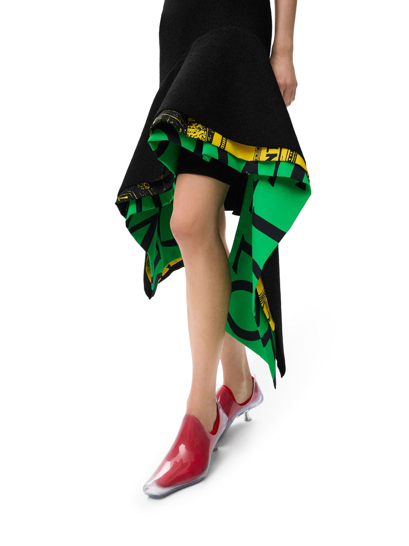 ABITO ASIMMETRICO CON ORLO MULTISTRATO