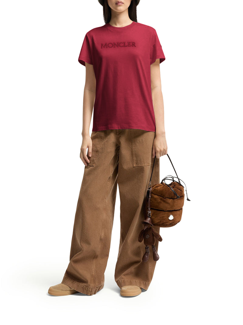 T-SHIRT IN COTONE CON LOGO TONO SU TONO RICAMATO