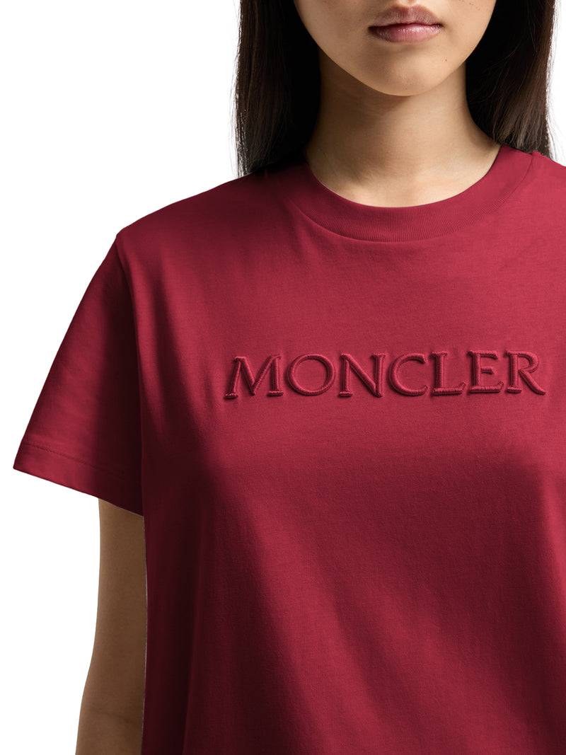 T-SHIRT IN COTONE CON LOGO TONO SU TONO RICAMATO