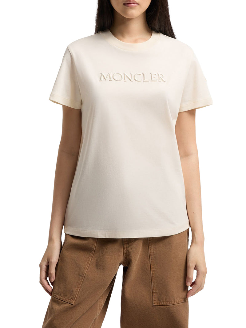 T-SHIRT IN COTONE CON LOGO TONO SU TONO RICAMATO