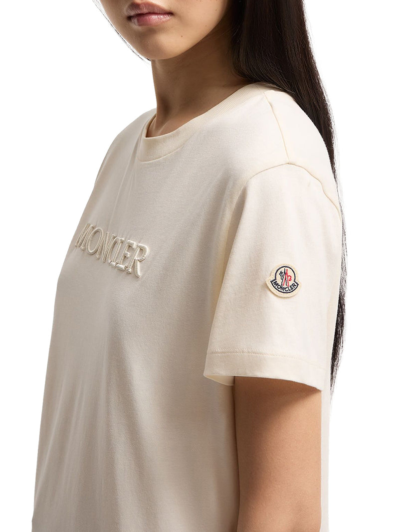 T-SHIRT IN COTONE CON LOGO TONO SU TONO RICAMATO