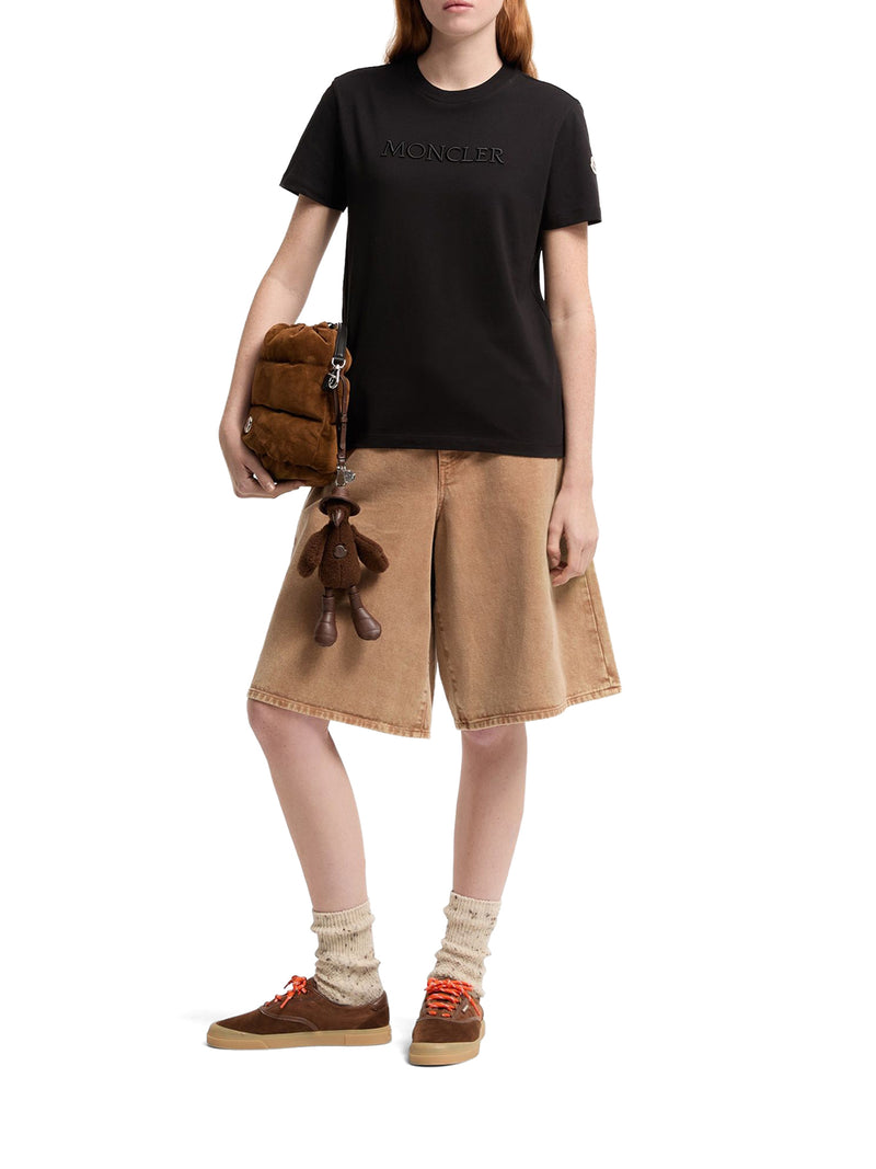 T-SHIRT IN COTONE CON LOGO TONO SU TONO RICAMATO