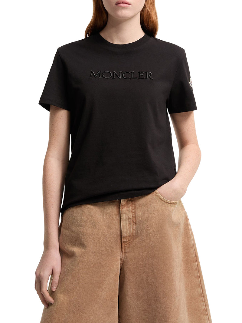 T-SHIRT IN COTONE CON LOGO TONO SU TONO RICAMATO