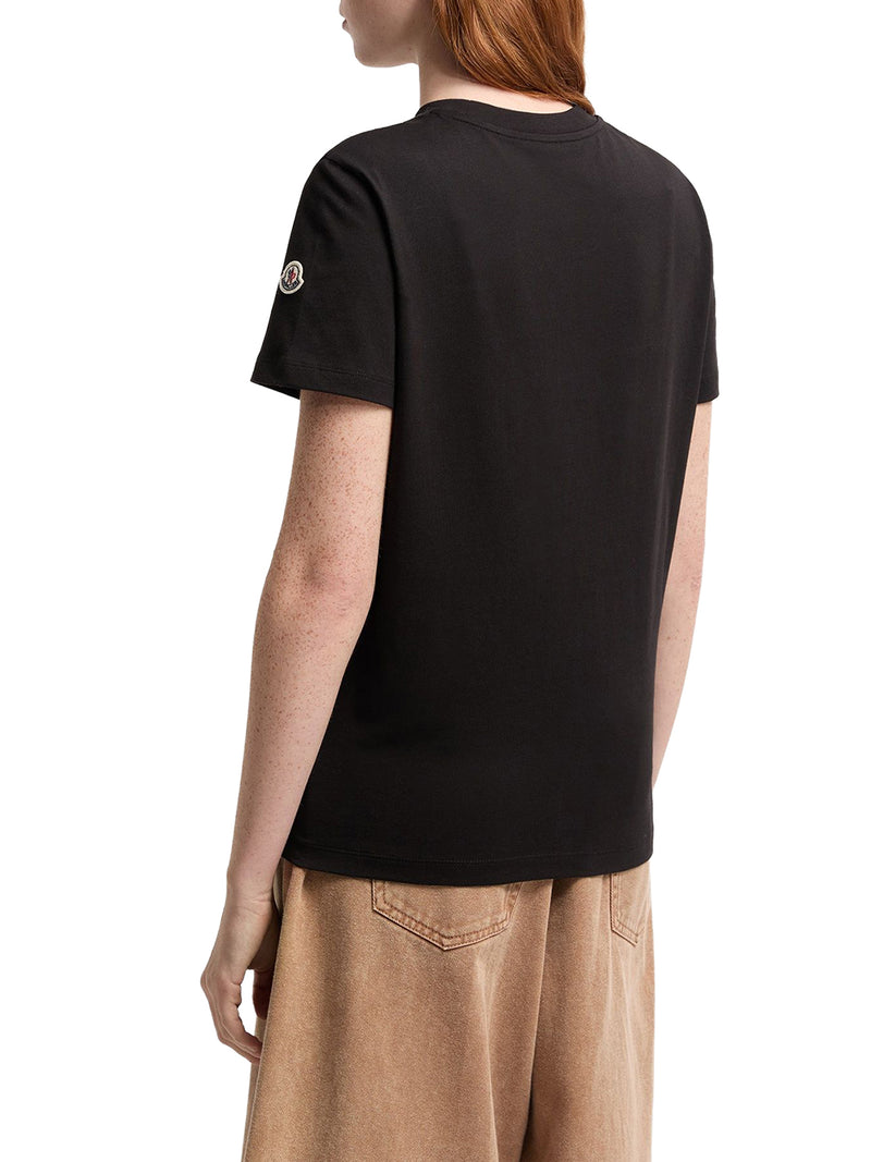 T-SHIRT IN COTONE CON LOGO TONO SU TONO RICAMATO