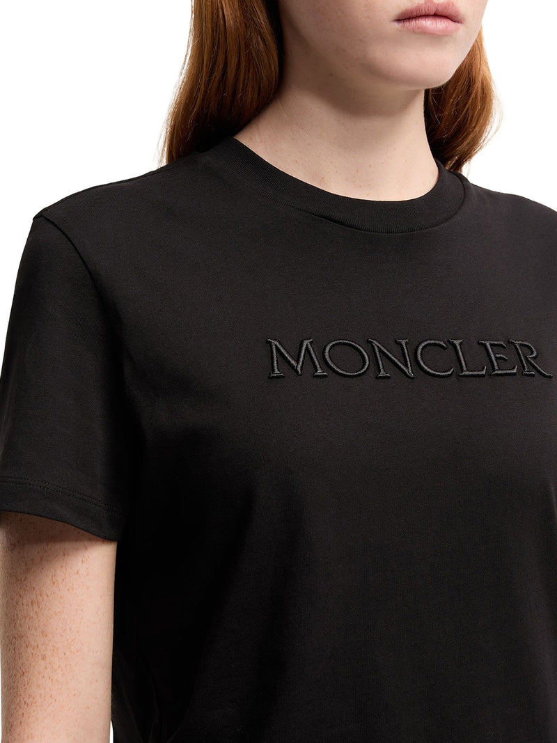 T-SHIRT IN COTONE CON LOGO TONO SU TONO RICAMATO