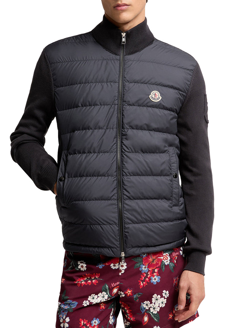 CARDIGAN IMBOTTITO IN COTONE CON ZIP