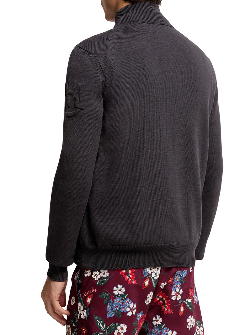 CARDIGAN IMBOTTITO IN COTONE CON ZIP
