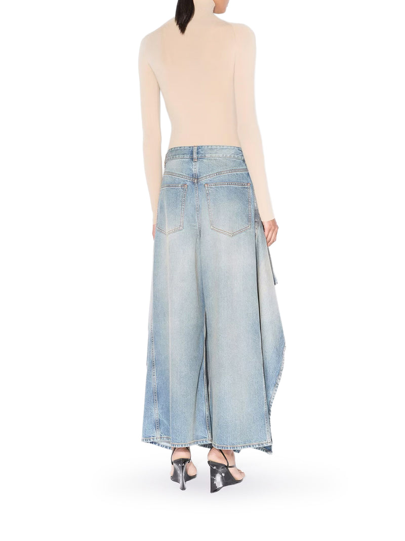 JEANS CON RUCHE DÉLAVÉ