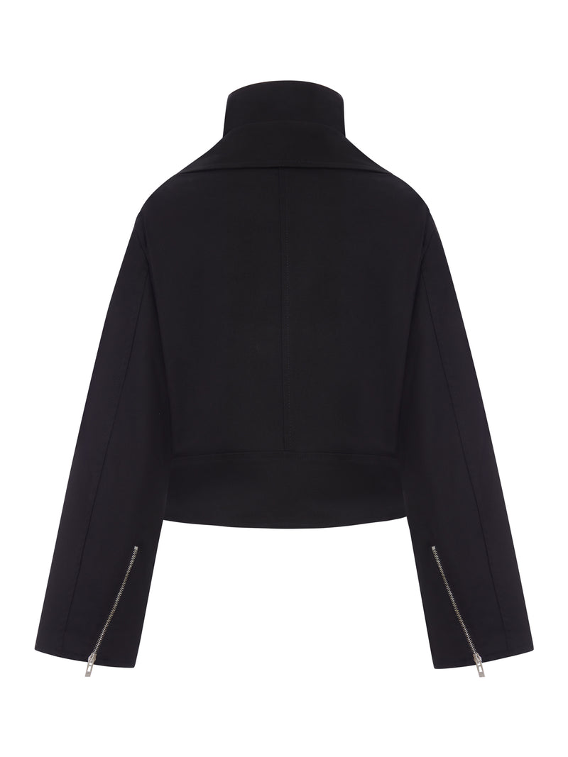 GIACCA BIKER CORTA IN COTONE CON CINTURA