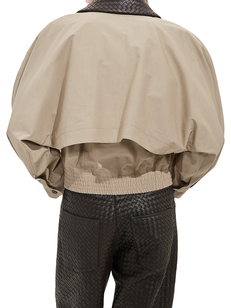 GIACCA DI COTONE CON COLLETTO IN PELLE