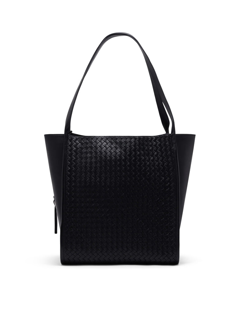 BORSA TOTE IN NAPPA CON TARGHETTA E PORTACHIAVI