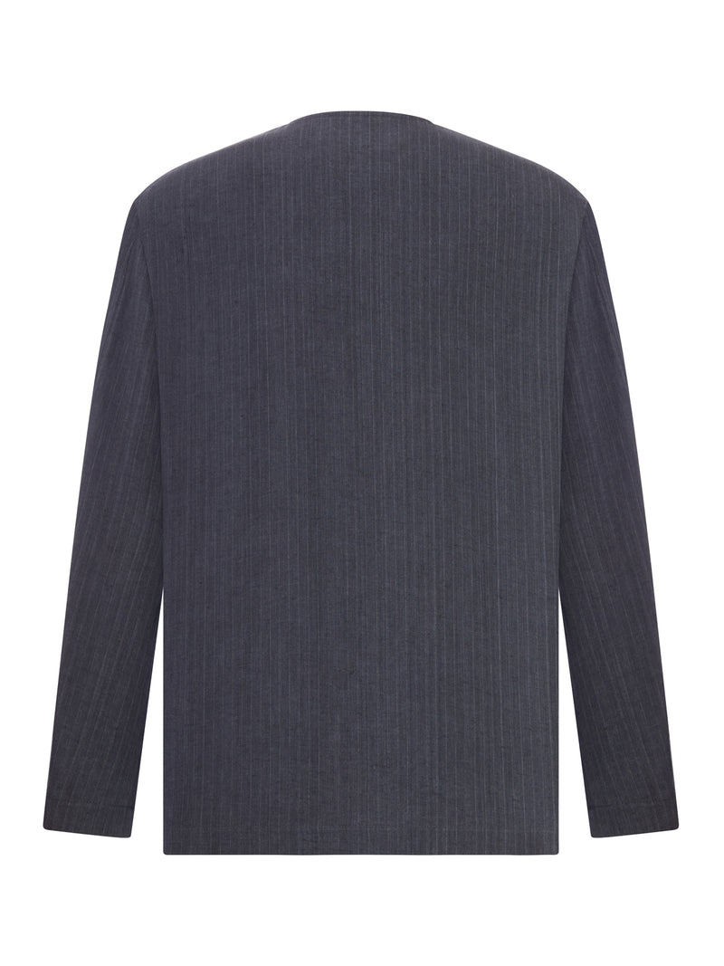 GIACCA IN LINO GESSATO CON SCOLLO A GIRO