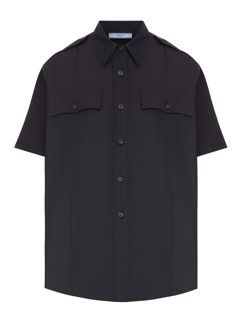 CAMICIA A MANICHE CORTE IN POPELINE