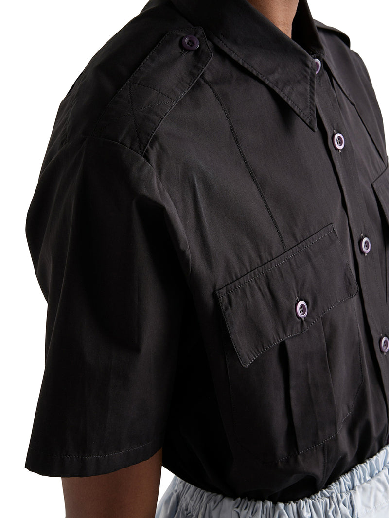 CAMICIA A MANICHE CORTE IN POPELINE