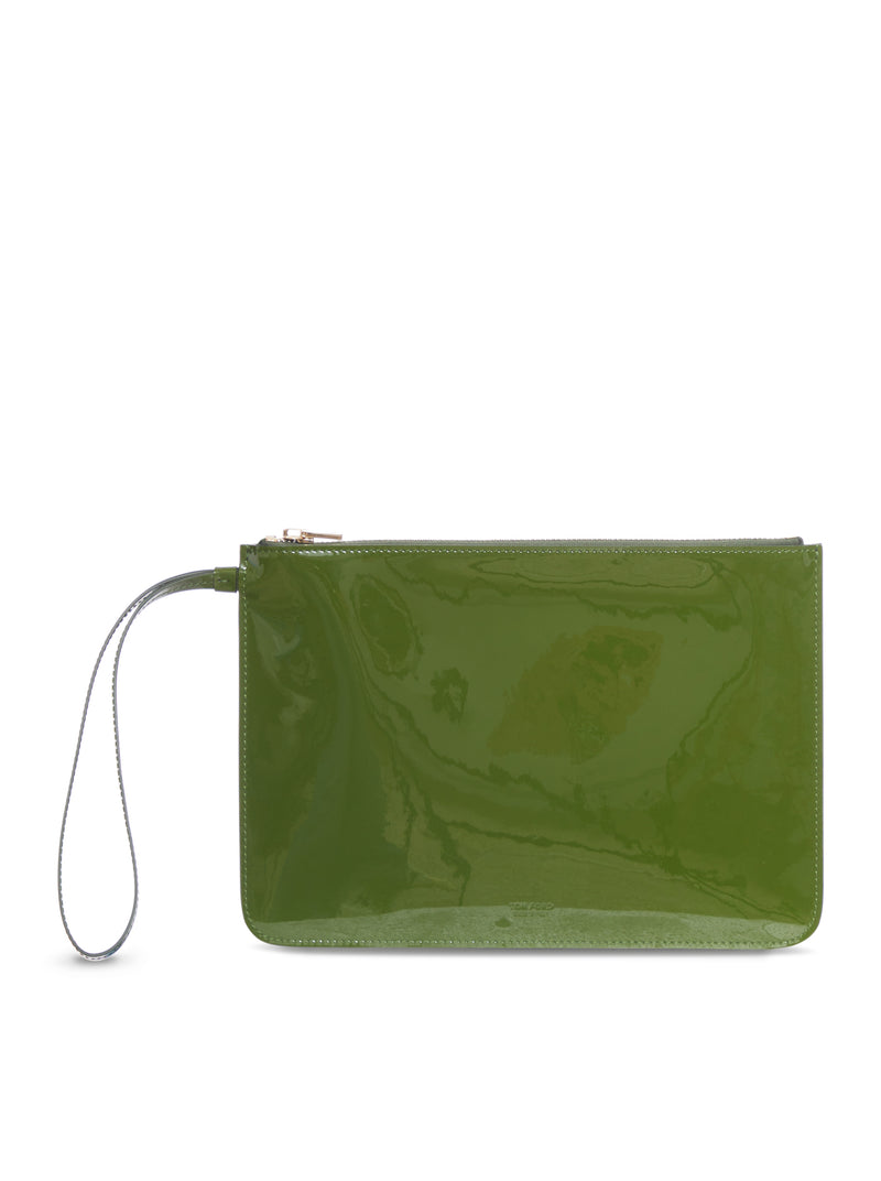 POCHETTE TOM FORD IN PELLE VERNICIATA VERDE