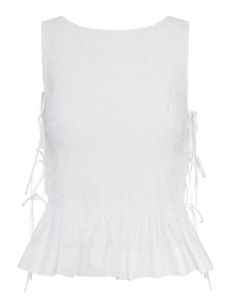 TOP IN COTONE BIANCO CON LACCETTI