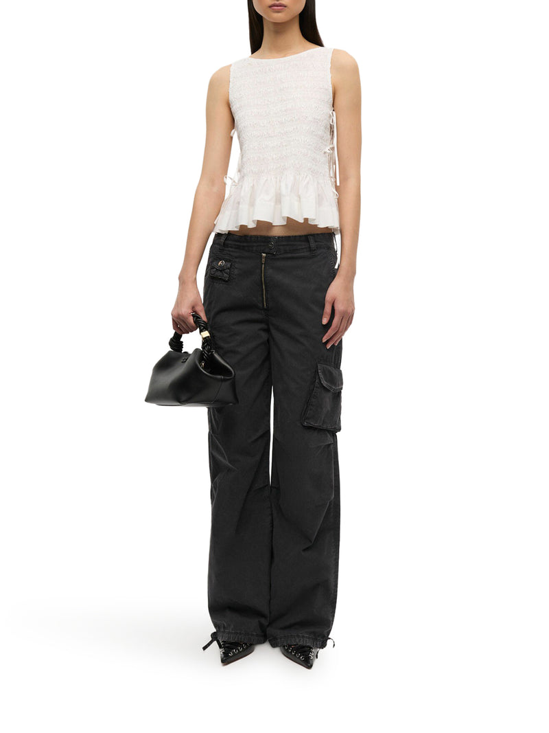 TOP IN COTONE BIANCO CON LACCETTI