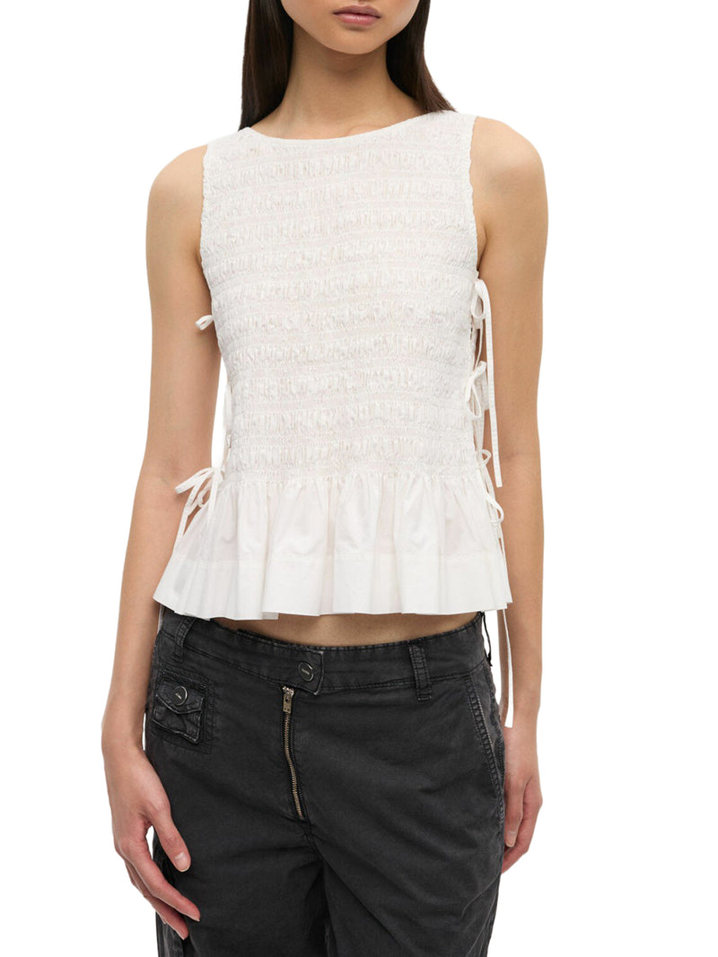 TOP IN COTONE BIANCO CON LACCETTI