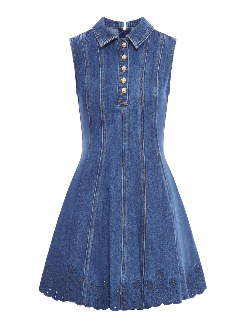 MINI ABITO IN JEANS CON RICAMO