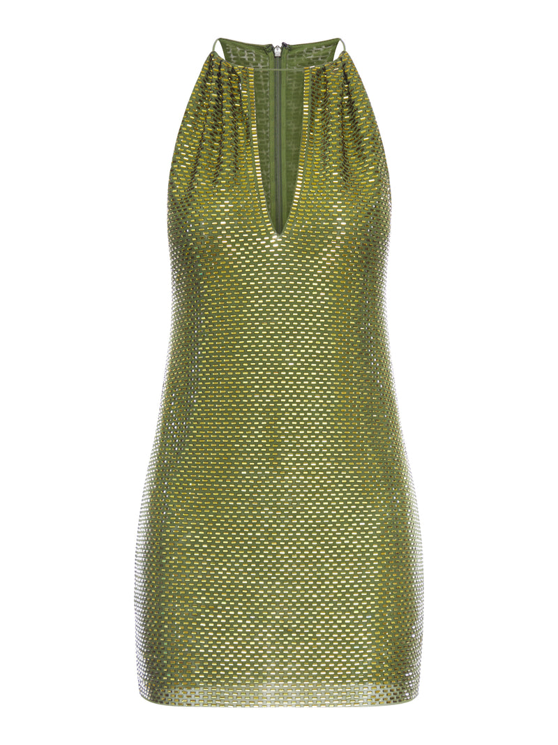 MINI ABITO OLIVA CON STRASS