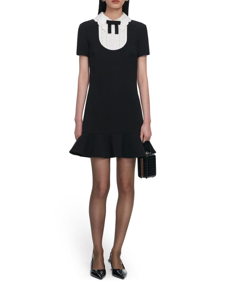 MINIABITO NERO IN CREPE E PIZZO