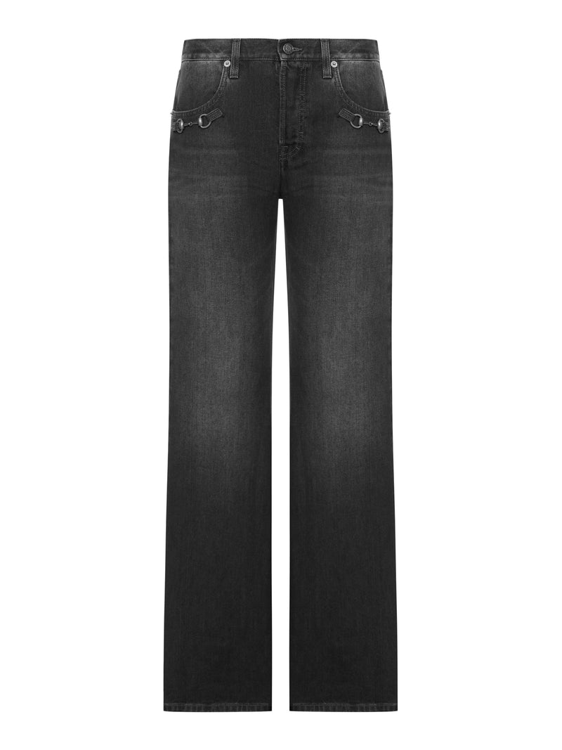 PANTALONI IN DENIM DI COTONE CON MORSETTO