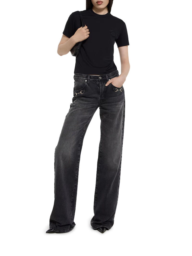PANTALONI IN DENIM DI COTONE CON MORSETTO