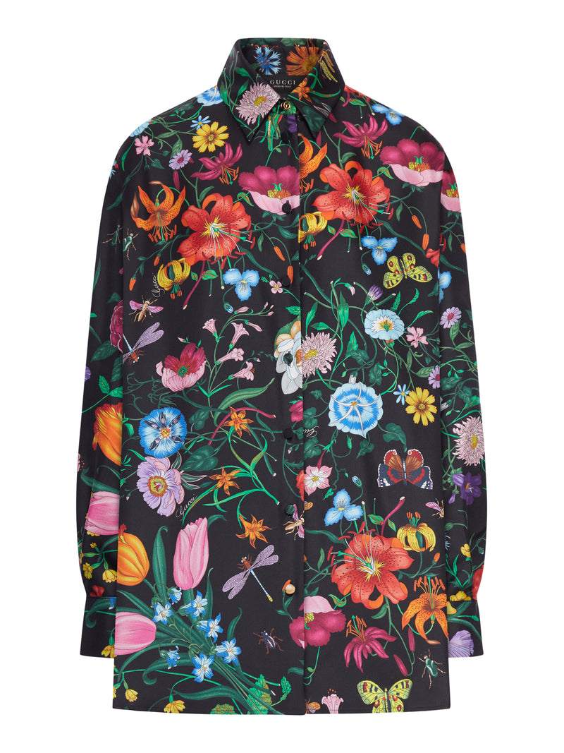 CAMICIA IN TWILL DI SETA STAMPATA