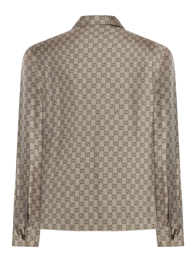 CAMICIA IN SETA JACQUARD CON MOTIVO GG ALL- OVER