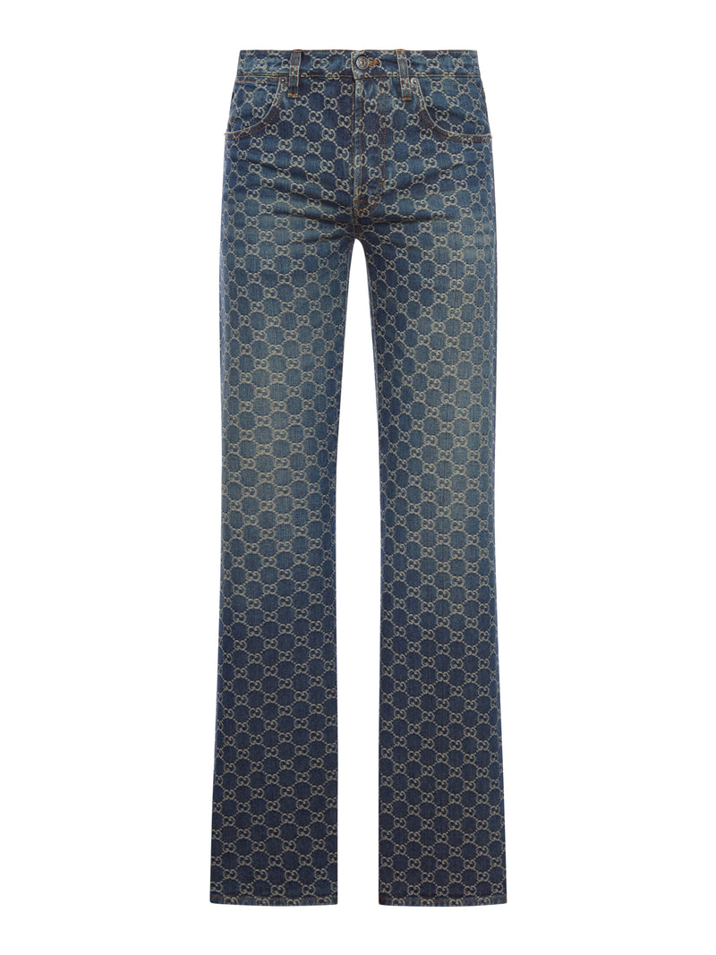 PANTALONE IN DENIM DI COTONE GG JACQUARD
