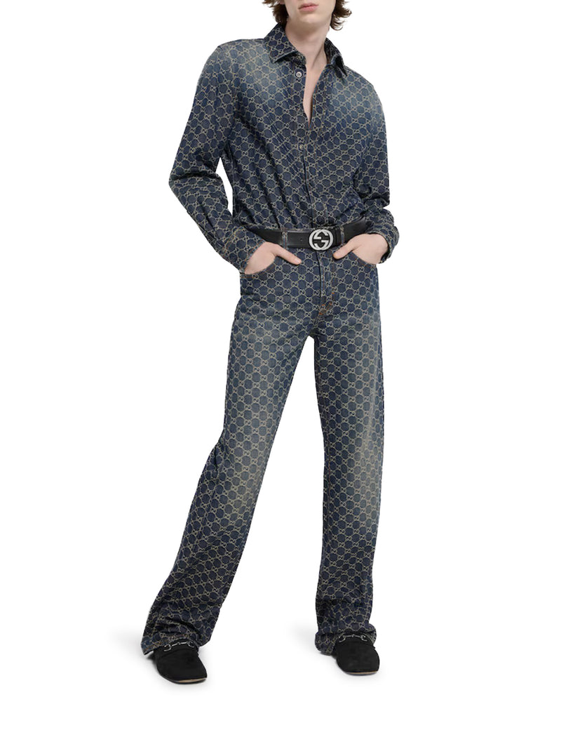 PANTALONE IN DENIM DI COTONE GG JACQUARD