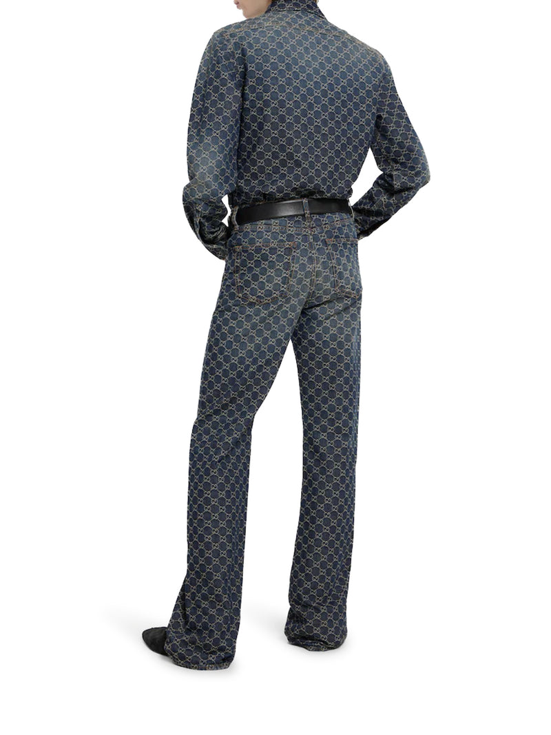 PANTALONE IN DENIM DI COTONE GG JACQUARD