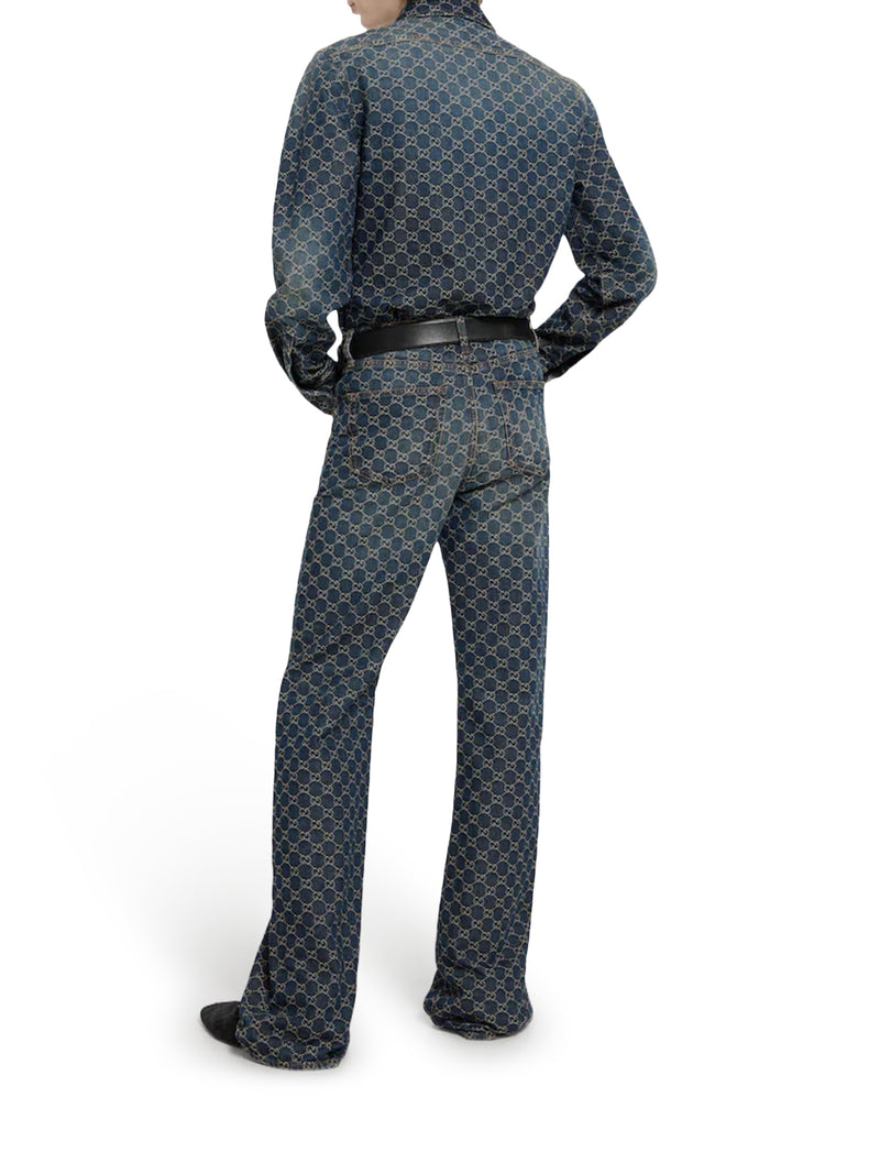 CAMICIA IN DENIM DI COTONE GG JACQUARD