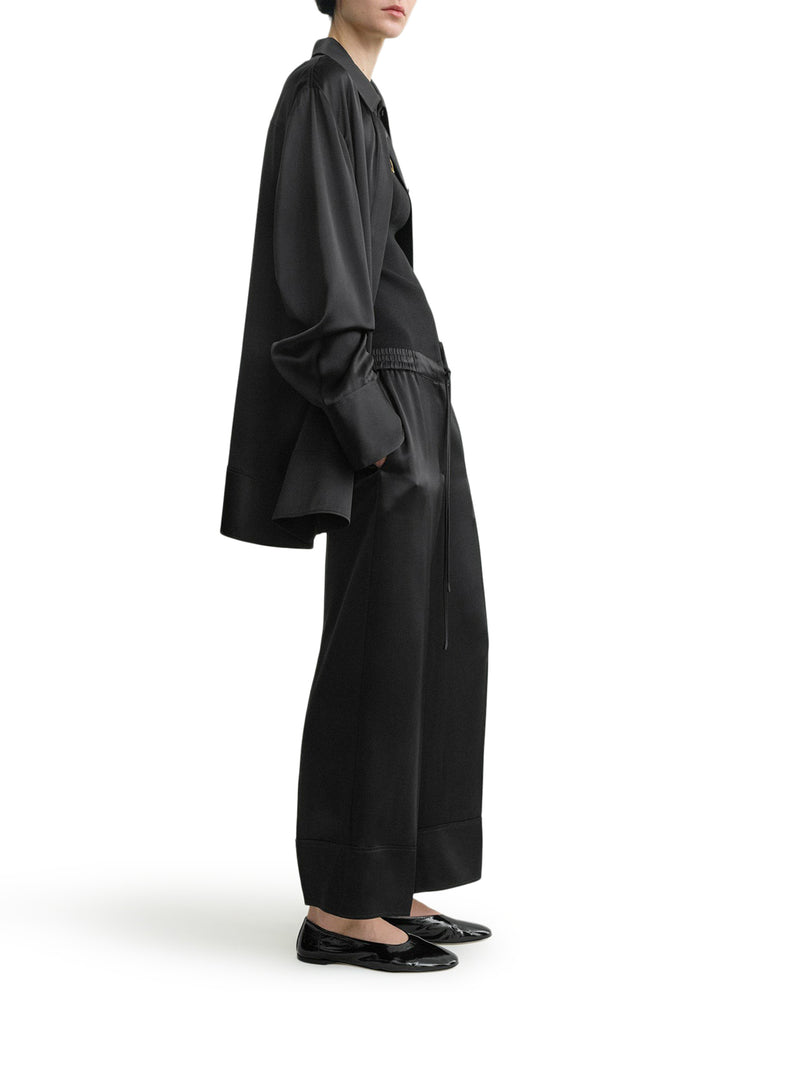 PANTALONI WIDE LEG IN RASO CON COULISSE