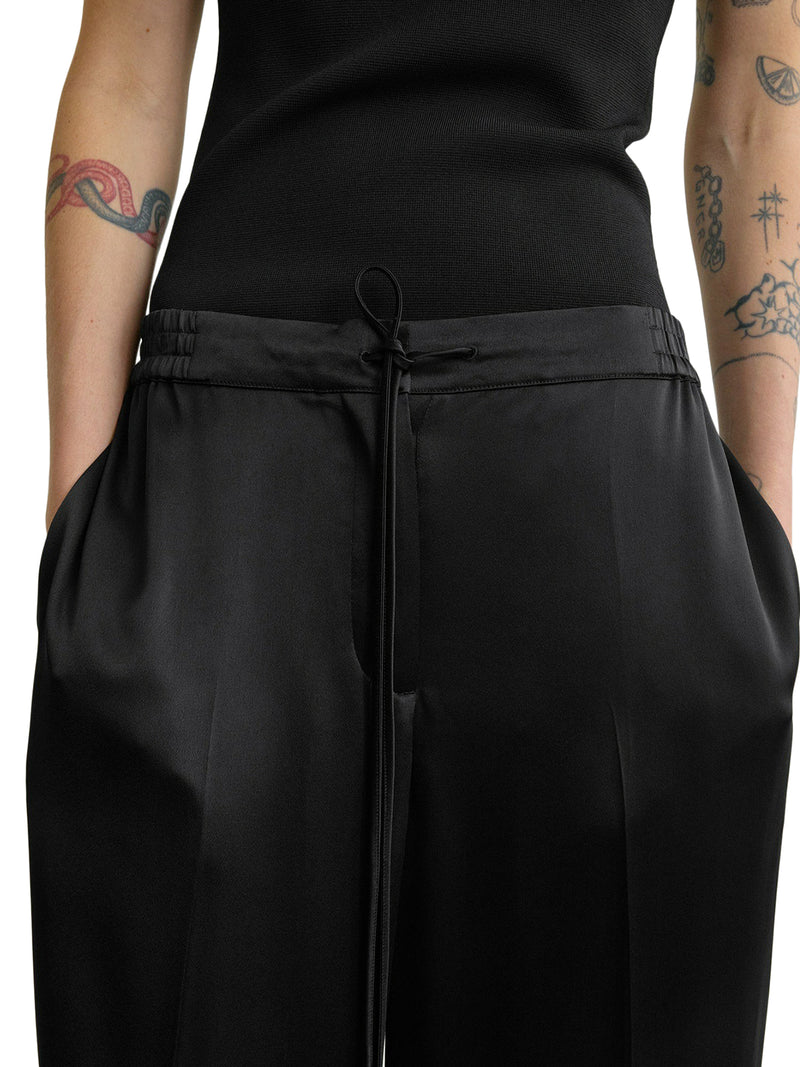 PANTALONI WIDE LEG IN RASO CON COULISSE