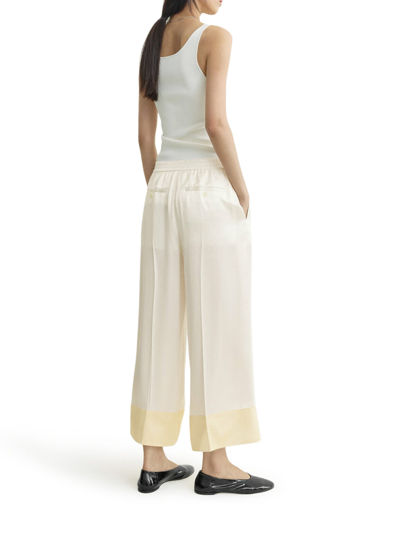 PANTALONI WIDE LEG IN RASO CON COULISSE
