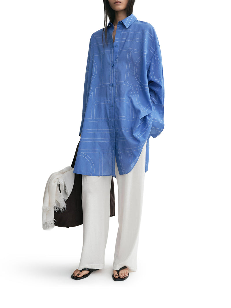 CAMICIA LUNGA MONOGRAM IN MISTO COTONE