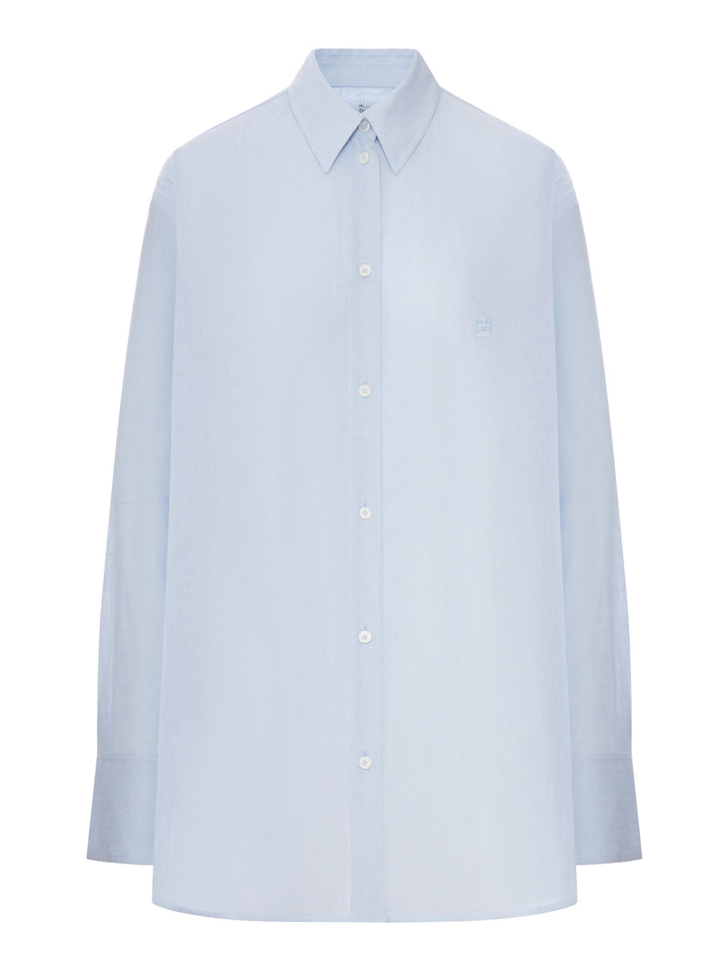 CAMICIA OVERSIZE CIELO IN MISTO COTONE E LINO