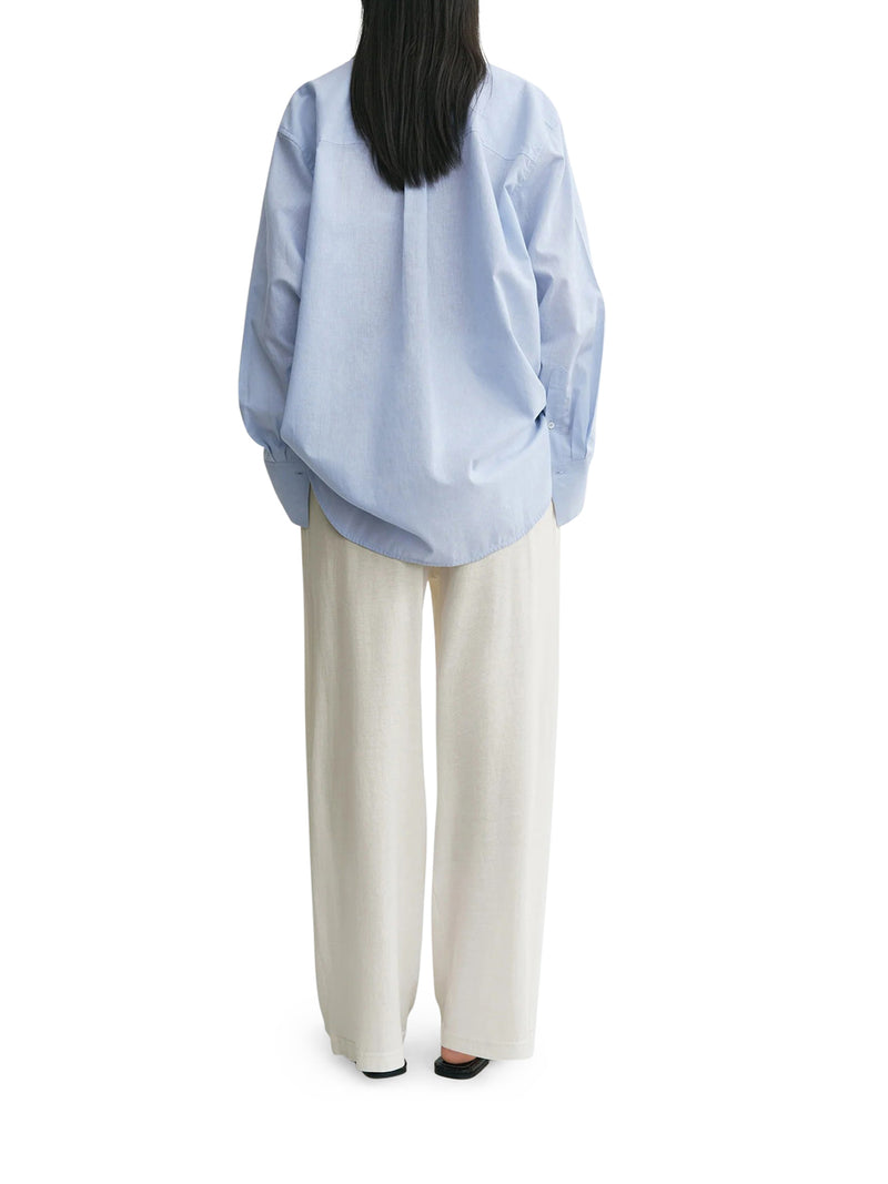 CAMICIA OVERSIZE CIELO IN MISTO COTONE E LINO