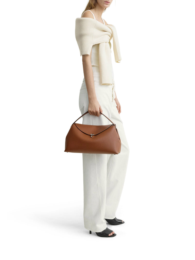 BORSA A MANO T-LOCK IN PELLE GRANATA