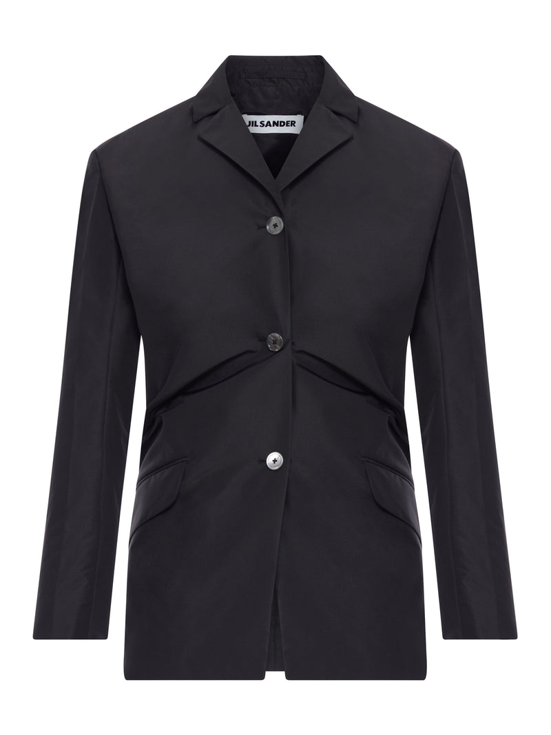 BLAZER SARTORIALE IN TESSUTO TECNICO CON DRAPPEGGIO POSTERIORE