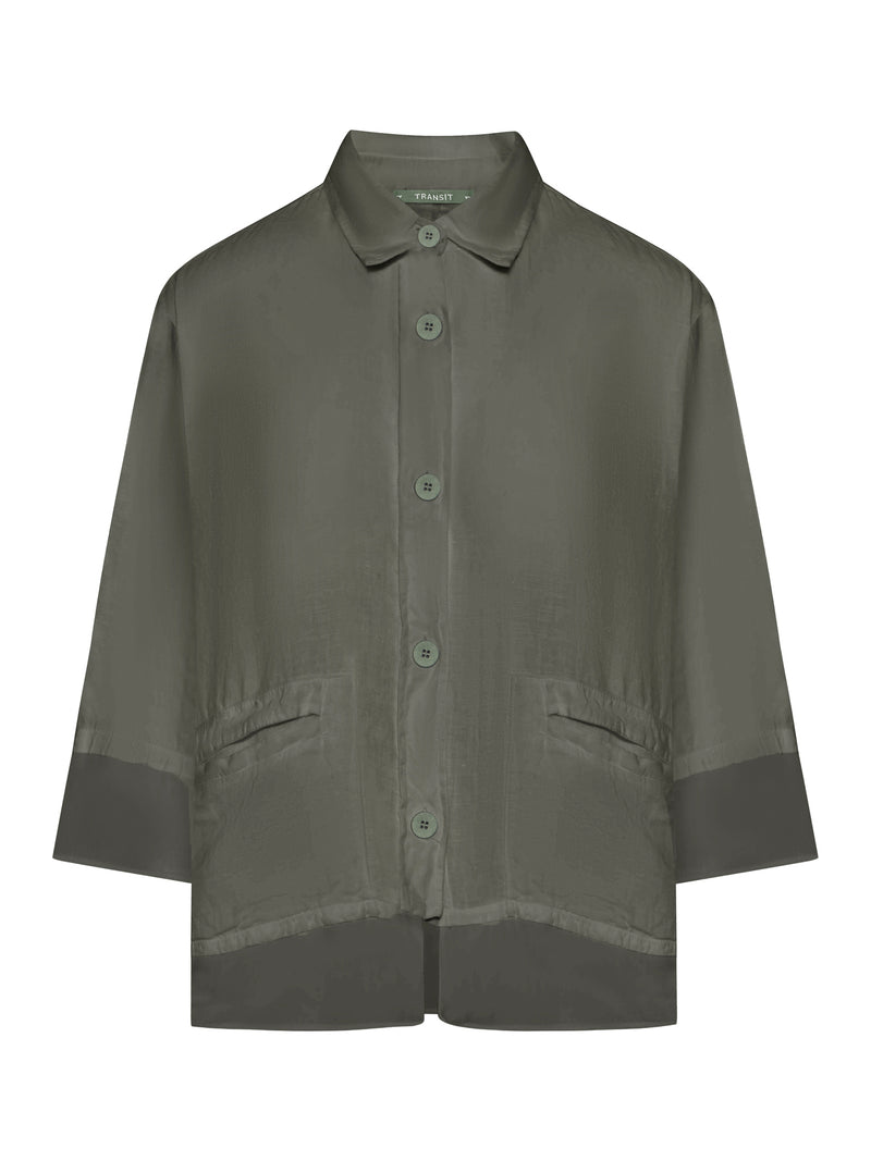 CAMICIA IN LINO MANICA 3/4 CON INSERTI IN GEORGETTE