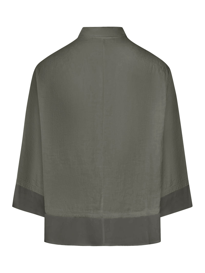 CAMICIA IN LINO MANICA 3/4 CON INSERTI IN GEORGETTE