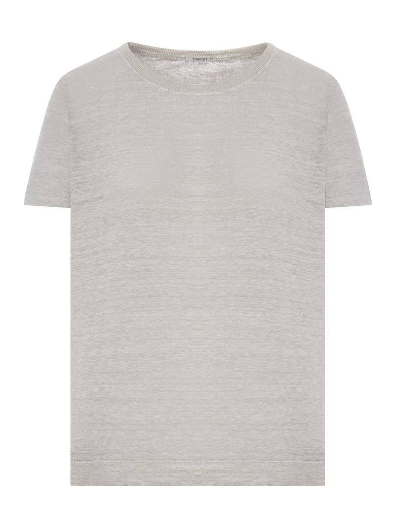 T-SHIRT GIROCOLLO IN LINO EFFETTO MELANGE